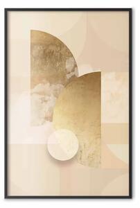 Poster: Astrazione dorata - motivi geometrici su sfondo beige