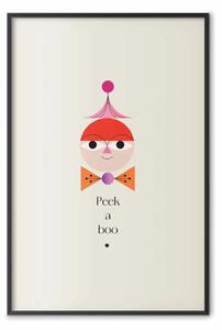 Poster: Peek-a-boo - clown giocoso con berretto rosso e mosca arancione