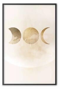 Poster: Phases of the moon - un sottile disegno minimalista in oro