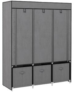 HOMCOM Armadio in Tessuto Pieghevole con Cassetti e Ante Avvolgibili con Zip, 125x43x162.5cm, Grigio Scuro|Aosom