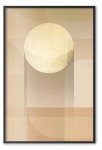 Poster: Cerchio d'oro - forme geometriche su sfondo beige