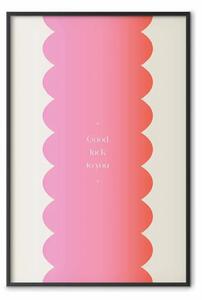 Poster: Gradiente di fortuna - sfondo rosa e arancione con auguri
