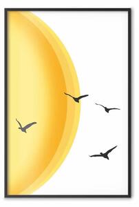 Poster: Verso il sole - design minimalista con uccelli in volo