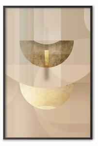 Poster: Minimalismo rustico - forme sottili dorate su sfondo beige