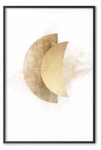 Poster: Mezzi d'oro - forme rustiche su sfondo chiaro