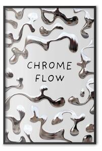 Poster: Chrome flow - motivi astratti in tonalità metalliche su sfondo chiaro