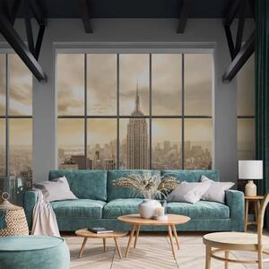 Carta da parati Nuvole su New York - vista dalla finestra su architettura cittadina e grattacieli