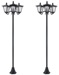 Outsunny Set 2 Lampioncini Solari da Esterno a 3 Luci Impermeabili IP44, 51.5x47x182.5cm, Nero | Aosom Italy