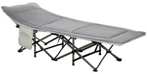 Outsunny Lettino da Campeggio Pieghevole e Imbottito con Tasca Portaoggetti, 188x64.5x53 cm, Grigio chiaro|Aosom