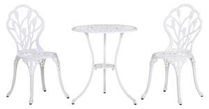 Outsunny Set da Giardino 3 Pezzi in Alluminio con 2 Sedie 42.5x47.5x89 cm e Tavolino Rotondo Ø60x67 cm, Bianco