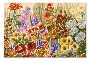Quadro su tela Giardino colorato - fiori in piena fioritura in varie tonalità e forme