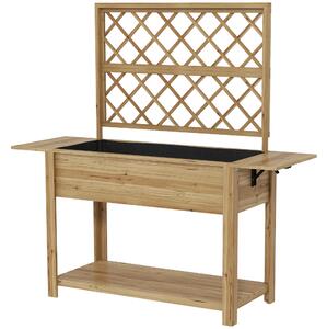 Outsunny Fioriera con Grigliato e Ripiani Laterali e Inferiore, in Legno di Abete, 140x45x151 cm|Aosom