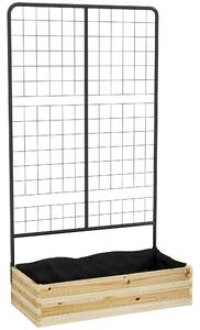 Outsunny Fioriera con Grigliato e 2 Fori di Drenaggio, in Legno di Abete e Acciaio, 80x38x145 cm|Aosom