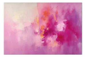 Quadro contemporaneo Nebbia rosa - composizione astratta in viola e arancione