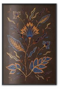 Poster: Motivo floreale - fiori e foglie stilizzati nei toni del blu