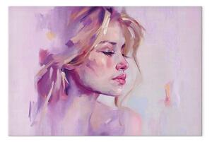 Quadro su tela Volto etereo - donna sognante in tonalità pastello