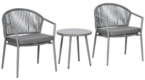 Outsunny Set da Giardino con 2 Poltrone e Tavolino da Caffè in Rattan PE con Cuscini, Grigio|Aosom