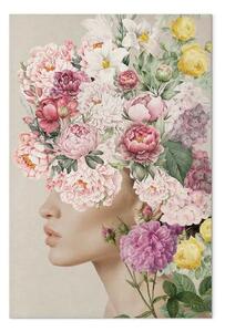 Quadro su tela Corona floreale - donna con fiori sulla testa