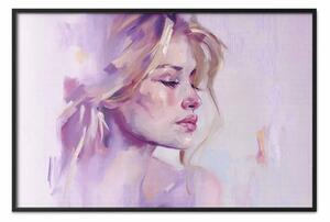 Poster: Sogni tranquilli - ritratto delicato di donna in tonalità pastello