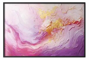 Poster: Onde pastello - composizione astratta con transizioni fluide in tonalità rosa e oro