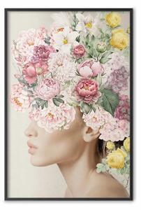Poster: Testa floreale - composizione artistica del profilo femminile con fiori