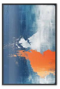 Poster: Schizzi blu - composizione dinamica con accenti arancioni vividi