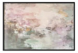 Poster: Mattina pastello - astrazione delicata con tonalità rosa e verde