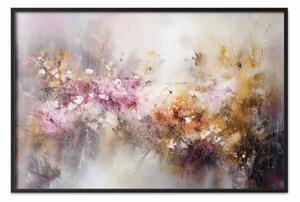 Poster: Fioritura autunnale - composizione astratta con foglie e fiori colorati