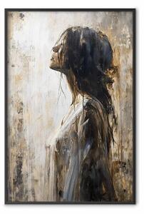 Poster: Nostalgia dell’anima - ritratto femminile in seppia con luce drammatica