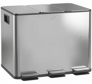 HOMCOM Bidone Immondizia a 3 Sezioni da 20L con Chiusura Silenziosa, in Acciaio Inox e PP, 61.9x36.6x56.7 cm