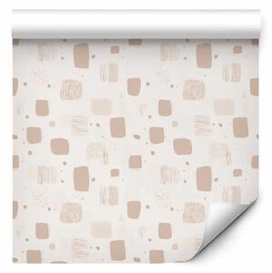 Tappezzerie Mosaico pastello - motivo minimalista con quadrati e cerchi in tonalità calde