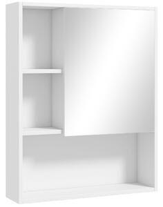 Kleankin Armadietto Bagno con Specchio, Ripiani e Scaffale Regolabile, Montaggio a Parete, 60x15x76cm, Bianco