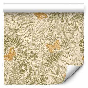 Tappezzerie Ali dorate - elegante composizione naturale con piante e insetti