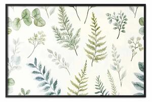 Poster: Dettagli forestali - delicata composizione di rametti in varie tonalità di verde