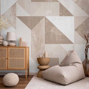 Carta da parati moderna Mosaico pastello - delicato motivo con triangoli in morbide tonalità terrose