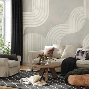 Carta da parati Onde geometriche - delicato motivo con linee arcuate morbide in tonalità di beige