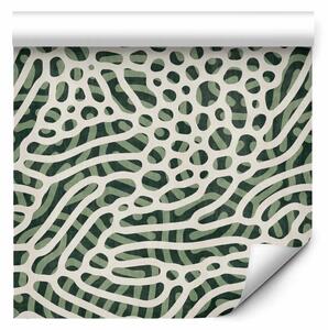 Tappezzerie Astratto - motivo a rete bianco sovrapposto a mosaico verde