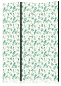 Paravento design Ornamento botanico - sottile motivo vegetale con foglie delicate su sfondo chiaro