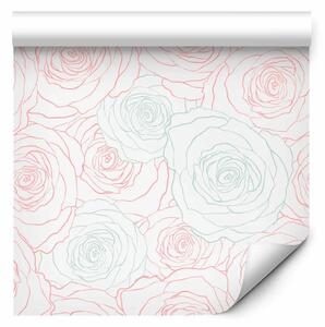 Tappezzerie Rose delicate - fiori minimalisti in tonalità di rosa polveroso