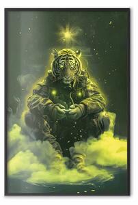 Poster: Guerriero tigre - animale in uniforme militare circondato da fumo verde