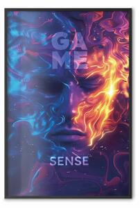 Poster: Volto misterioso - forme fantasiose nei colori intensi del fuoco e del ghiaccio