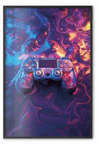 Poster: Controller colorato - gamepad su sfondo artistico con colori astratti