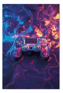 Quadro Controllo del futuro - controller circondato da effetti luminosi fluidi e neon