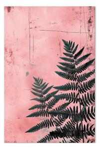 Quadro su tela Minimalismo nella natura - felce grigia su sfondo rosa pastello