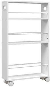 HOMCOM Carrello per Cucina e Bagno Salvaspazio a 3 Livelli con Barre Laterali e Ruote con Freni, 45x15x80 cm, Bianco | Aosom Italy
