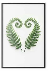 Poster: Felci armoniosamente intrecciate - elegante composizione di foglie su sfondo chiaro