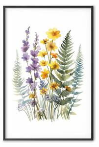 Poster: Felci e fiori - composizione di piante in colori armoniosi