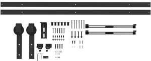 HOMCOM Kit Porta Scorrevole 90kg max Salvaspazio in Acciaio al Carbonio con Accessori 244x0.5x4 cm, Nero|Aosom
