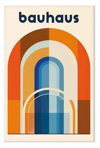 Quadro contemporaneo Ispirato Bauhaus - archi dinamici e colori contrastanti in stile modernista