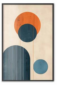 Poster: Ispirato Bauhaus - composizione geometrica in sfumature di arancione e blu